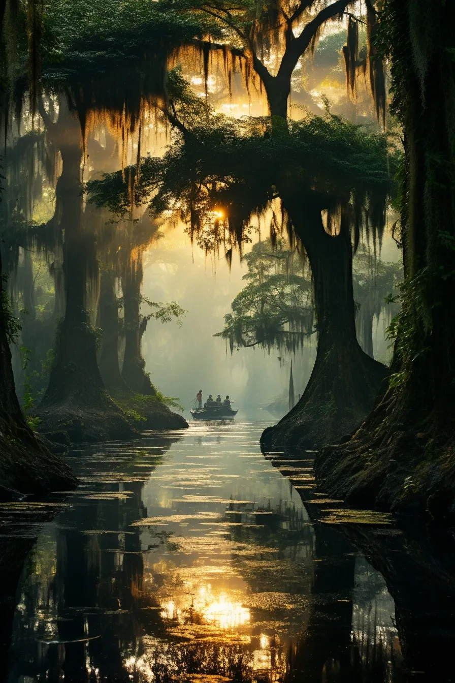 Southern bayou with Spanish moss