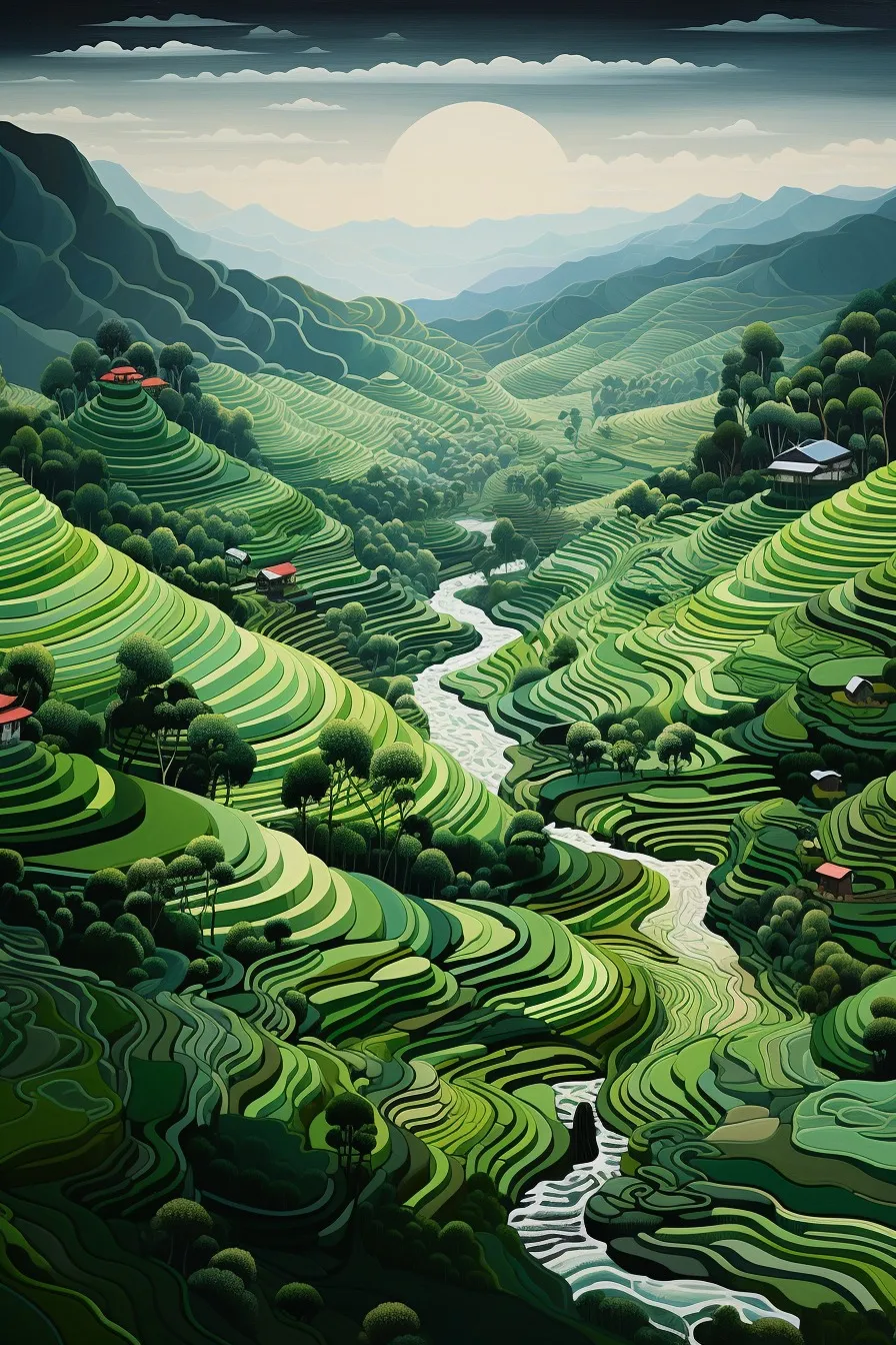 Terraced rice paddies
