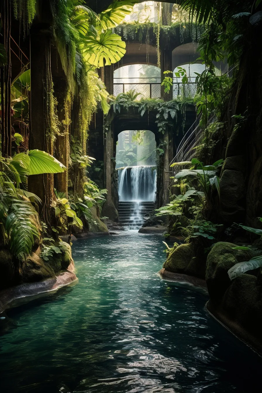 Secluded tropical waterfall