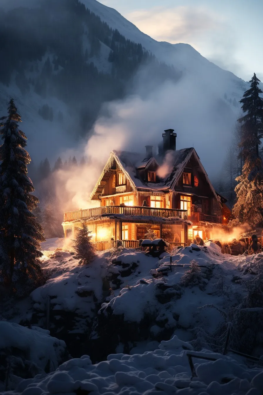 Snowbound alpine cabin