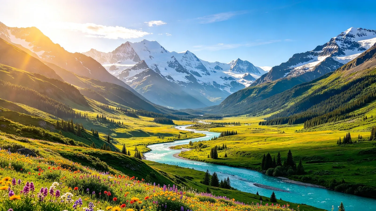 River winding through a green alpine valley