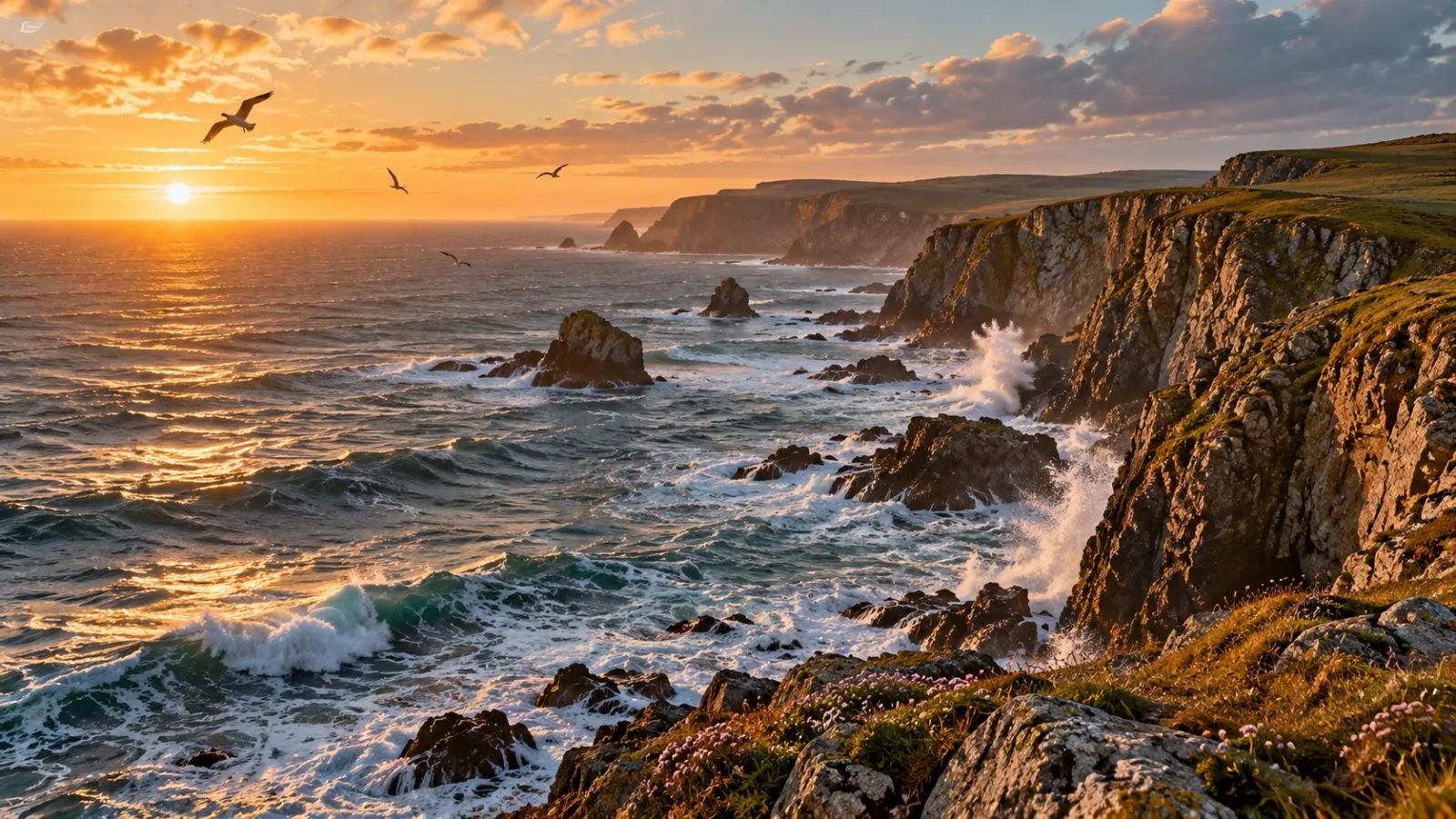 Sea cliffs at golden hour