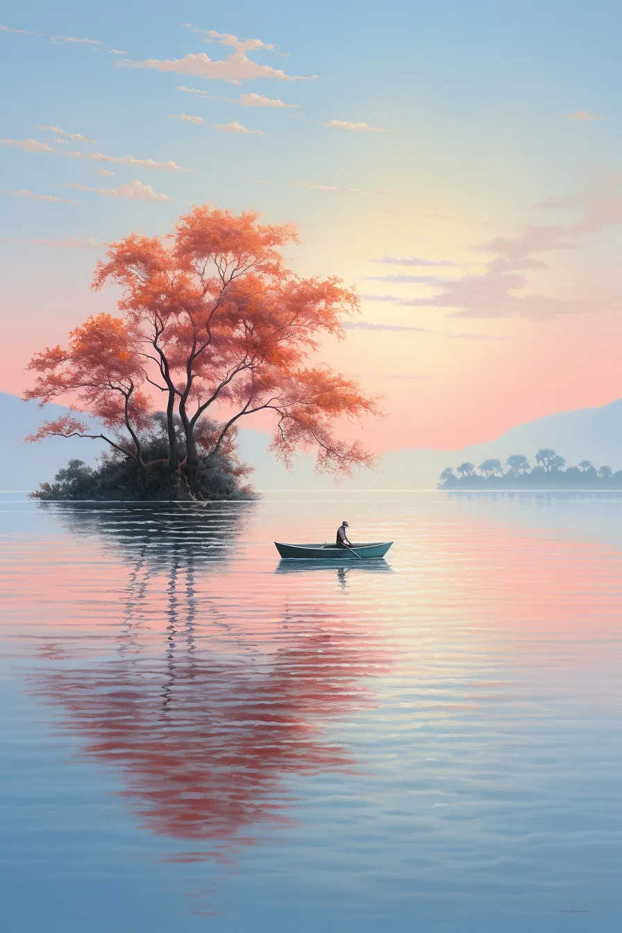 Serene lake at dawn