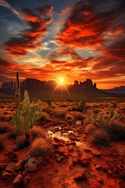 Desert landscape at dusk