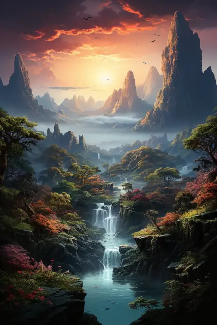 Misty mountain valley
