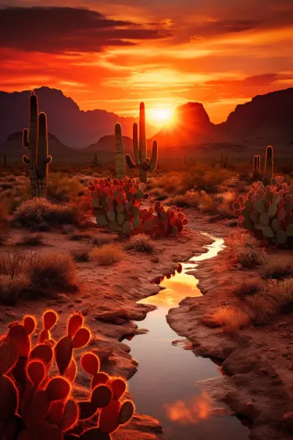 Desert landscape at dusk