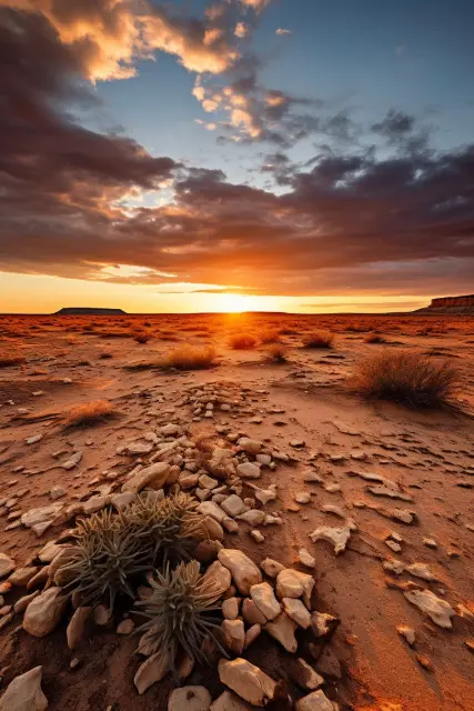 Arid desert in evening light