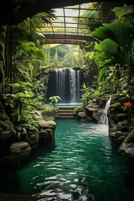 Secluded tropical waterfall