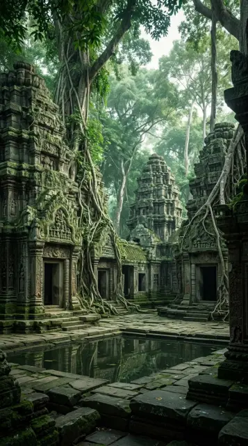 Ancient temple ruins in the jungle
