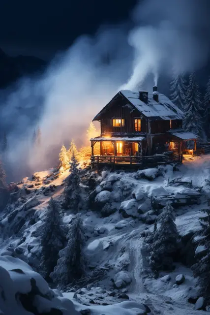 Snowbound alpine cabin