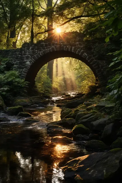 Old stone bridge over a stream