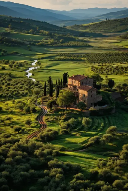 Sunlit olive groves