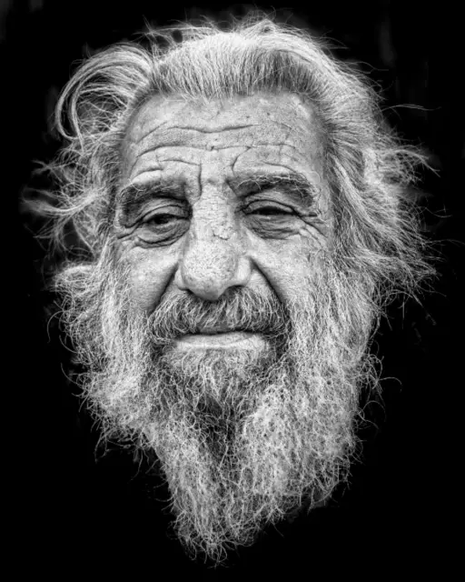 Black and white portrait of an old man