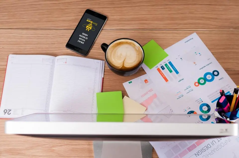 Business charts on a desk