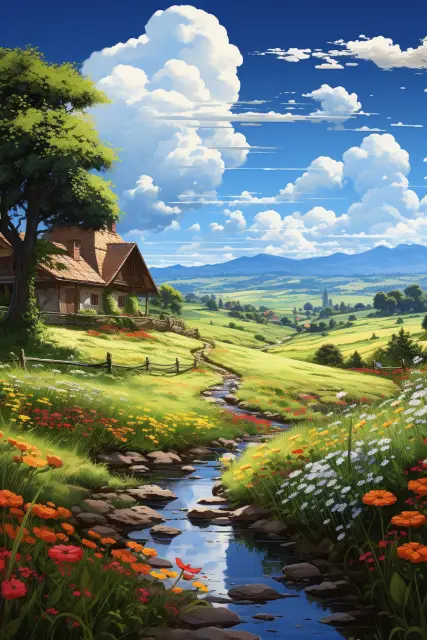 Charming countryside meadow