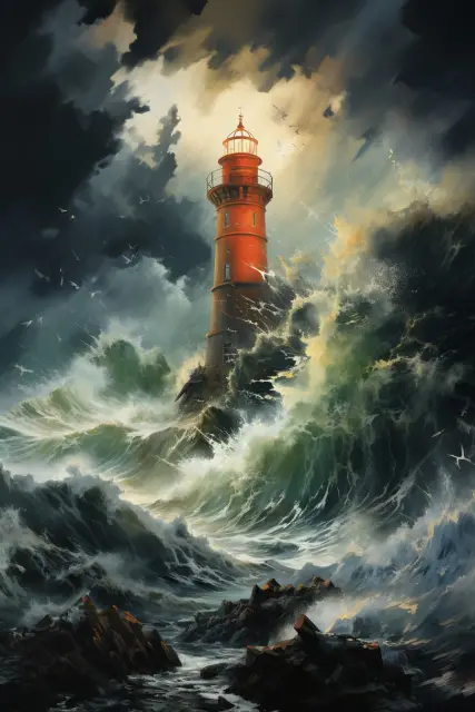 Lighthouse on rocky cliffs
