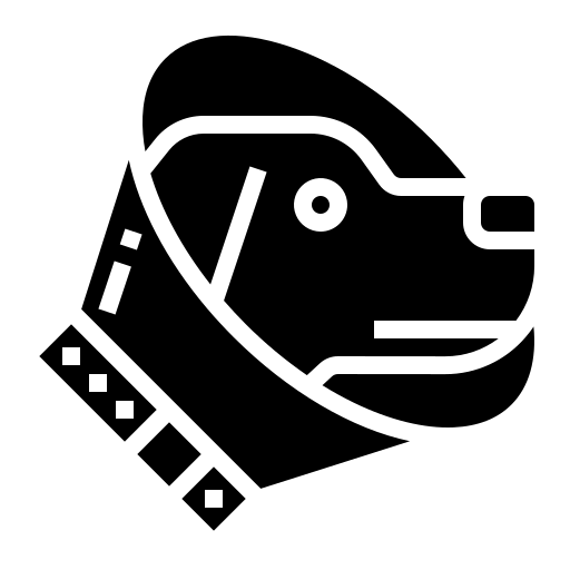 Dog with a cone collar icon