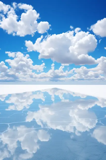 Salt flats reflecting the sky