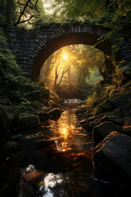 Old stone bridge over a stream