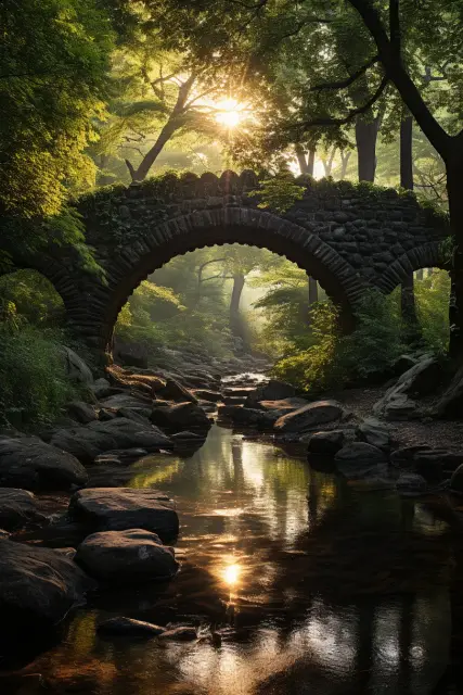 Old stone bridge over a stream