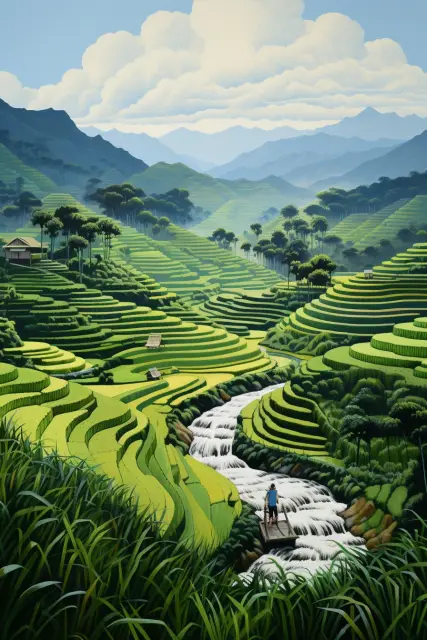 Terraced rice paddies