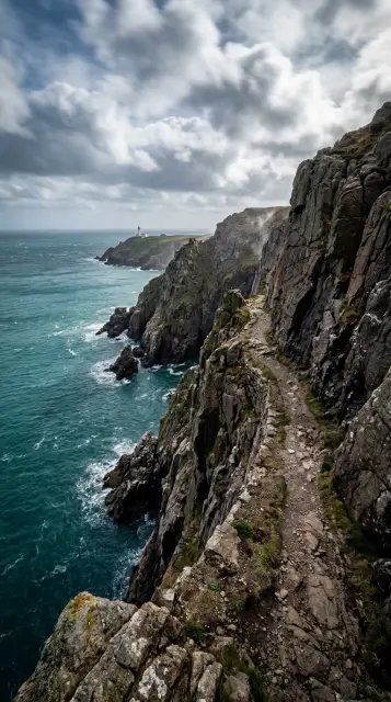 Coastal cliff path above the sea