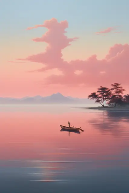 Serene lake at dawn