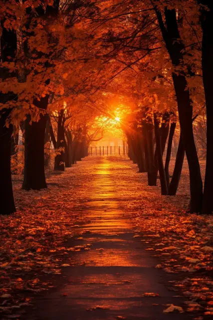 Fiery autumn forest