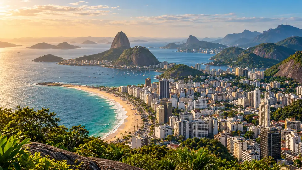 Rio de Janeiro beach and Sugarloaf Mountain