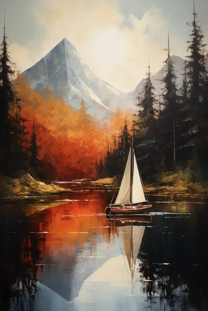 Sailing boats on a calm lake