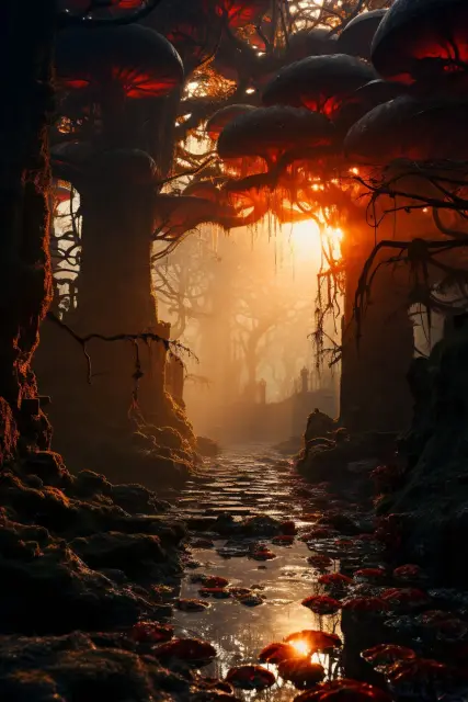 Sun rays in a forest glade