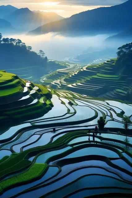 Terraced rice paddies