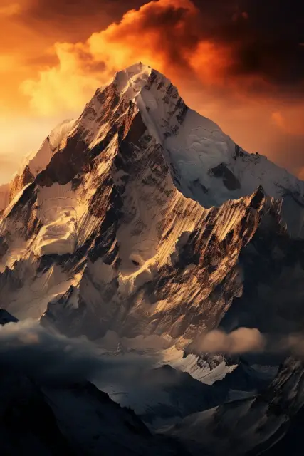 Mountain peak in golden light