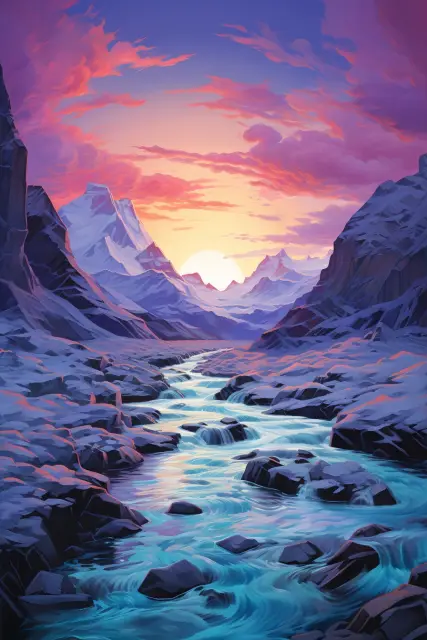Glacier valley with blue ice