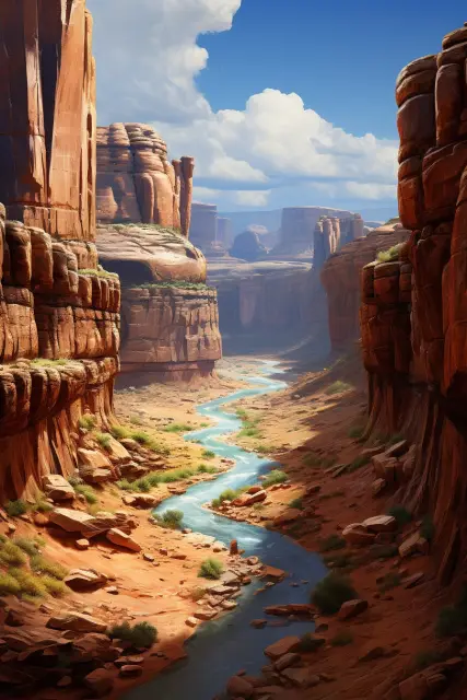 Canyon carved by a winding river