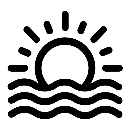 Sunset over the sea icon