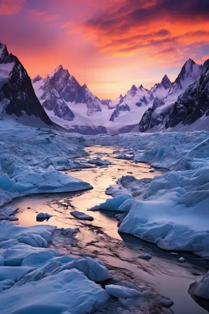Glacier valley with blue ice