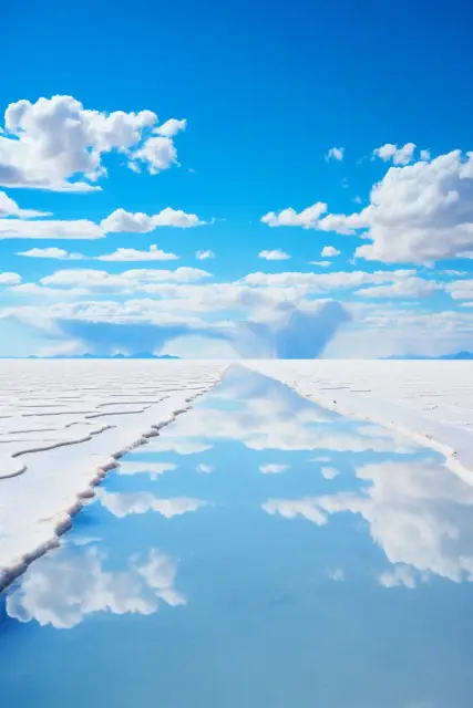 Salt flats reflecting the sky