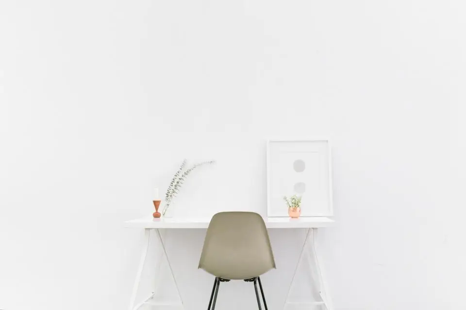 Minimalist white desk and chair