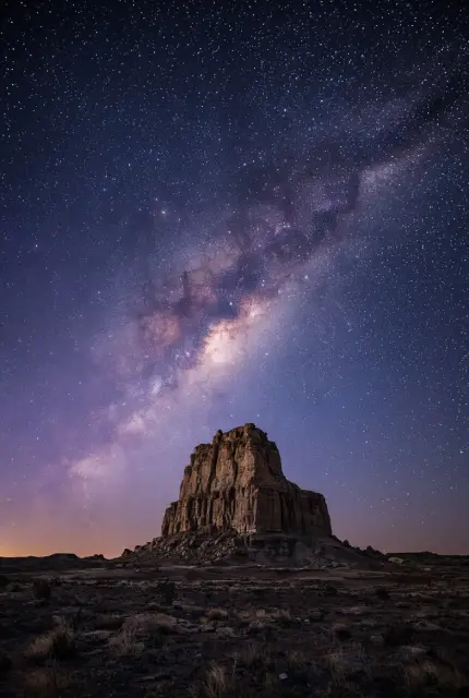 Milky Way over a desert rock formation