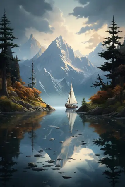 Sailing boats on a calm lake