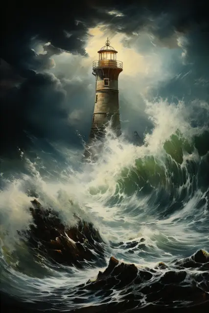 Lighthouse on rocky cliffs