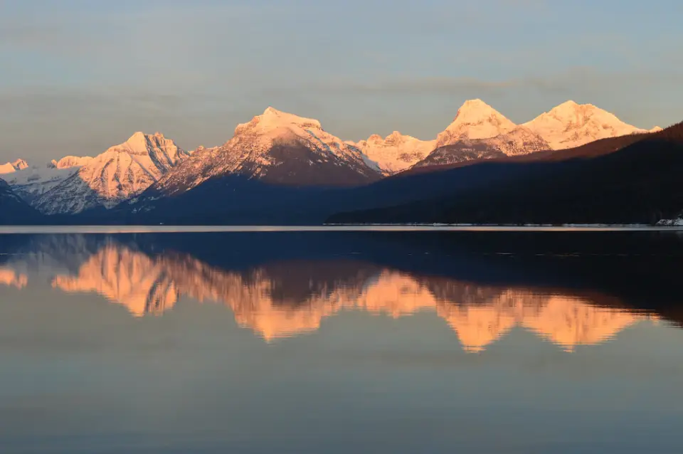 Lake McDonald with Mt Cannon, Mt Brown, Little Matterhorn, Mt Edwards, and Gunsight Mountain