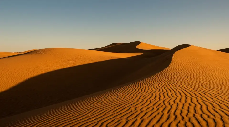 Desert sand dunes at golden hour