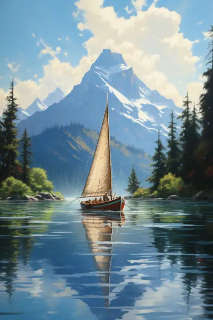 Sailing boats on a calm lake
