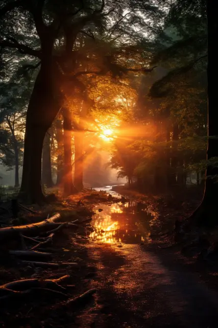 Fog-shrouded woodland