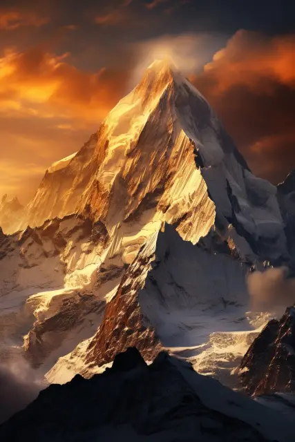 Mountain peak in golden light