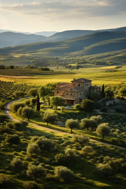 Sunlit olive groves
