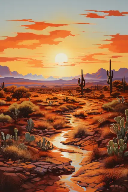 Desert landscape at dusk