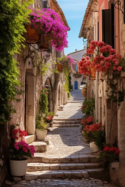 Cobbled lane in an old European town